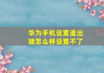 华为手机设置退出键怎么样设置不了