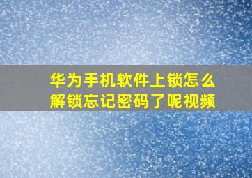 华为手机软件上锁怎么解锁忘记密码了呢视频