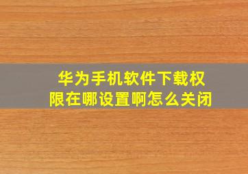 华为手机软件下载权限在哪设置啊怎么关闭