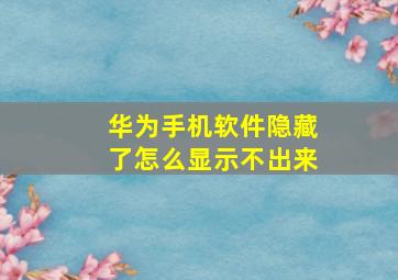 华为手机软件隐藏了怎么显示不出来