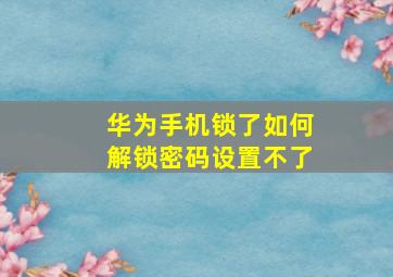 华为手机锁了如何解锁密码设置不了