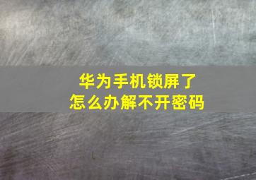 华为手机锁屏了怎么办解不开密码