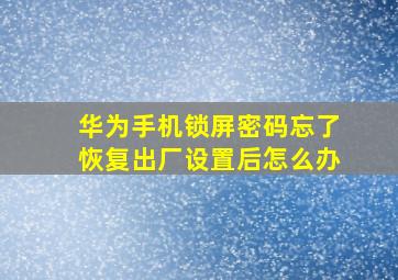 华为手机锁屏密码忘了恢复出厂设置后怎么办