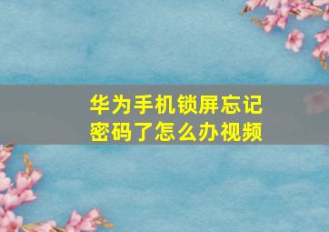 华为手机锁屏忘记密码了怎么办视频