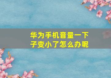 华为手机音量一下子变小了怎么办呢