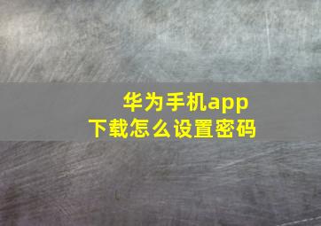 华为手机app下载怎么设置密码