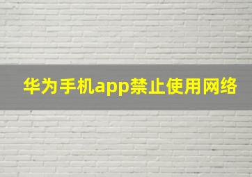 华为手机app禁止使用网络