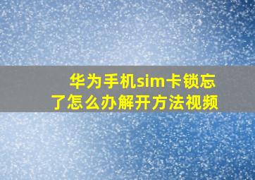 华为手机sim卡锁忘了怎么办解开方法视频