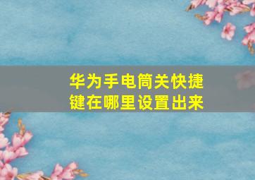 华为手电筒关快捷键在哪里设置出来