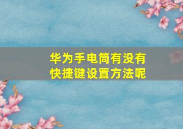 华为手电筒有没有快捷键设置方法呢