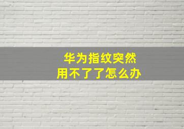 华为指纹突然用不了了怎么办