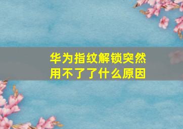 华为指纹解锁突然用不了了什么原因