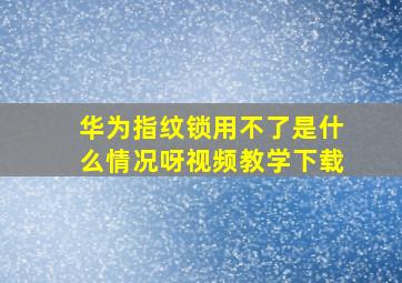 华为指纹锁用不了是什么情况呀视频教学下载