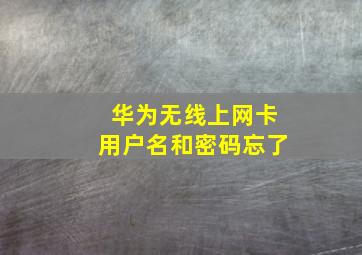 华为无线上网卡用户名和密码忘了