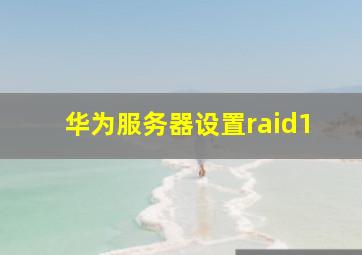 华为服务器设置raid1