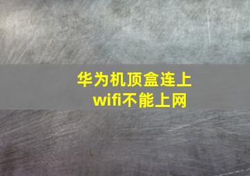 华为机顶盒连上wifi不能上网