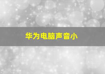 华为电脑声音小