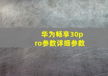 华为畅享30pro参数详细参数