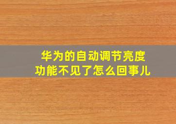 华为的自动调节亮度功能不见了怎么回事儿