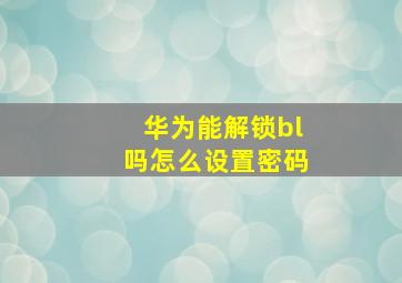 华为能解锁bl吗怎么设置密码