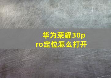 华为荣耀30pro定位怎么打开