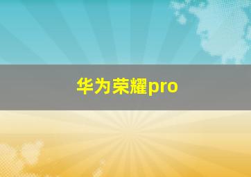 华为荣耀pro+