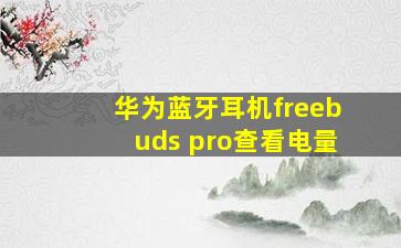 华为蓝牙耳机freebuds pro查看电量