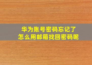 华为账号密码忘记了怎么用邮箱找回密码呢