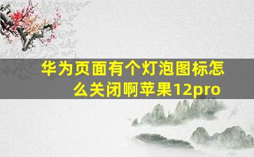 华为页面有个灯泡图标怎么关闭啊苹果12pro