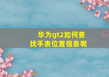 华为gt2如何查找手表位置信息呢