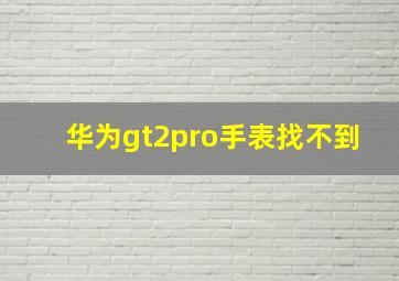 华为gt2pro手表找不到