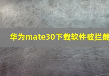 华为mate30下载软件被拦截