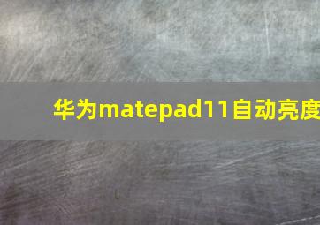 华为matepad11自动亮度