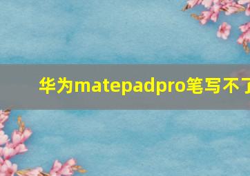 华为matepadpro笔写不了