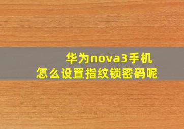 华为nova3手机怎么设置指纹锁密码呢