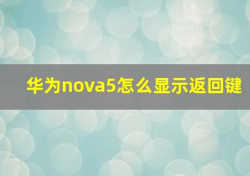 华为nova5怎么显示返回键