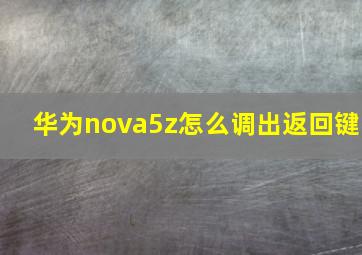 华为nova5z怎么调出返回键