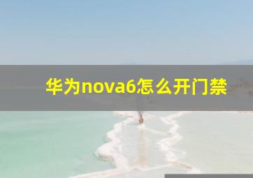 华为nova6怎么开门禁