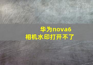 华为nova6相机水印打开不了