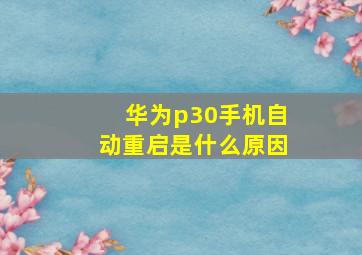 华为p30手机自动重启是什么原因