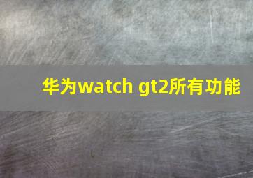 华为watch gt2所有功能