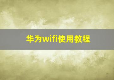 华为wifi使用教程