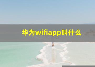 华为wifiapp叫什么