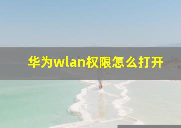 华为wlan权限怎么打开