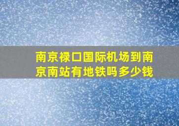 南京禄口国际机场到南京南站有地铁吗多少钱