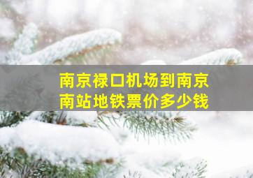 南京禄口机场到南京南站地铁票价多少钱