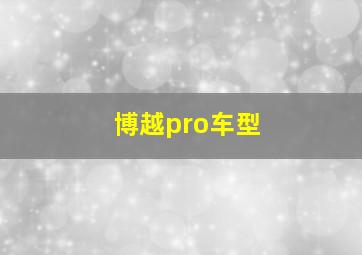 博越pro车型