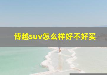 博越suv怎么样好不好买