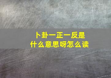 卜卦一正一反是什么意思呀怎么读