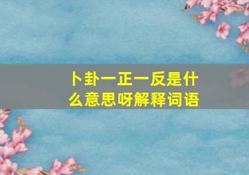 卜卦一正一反是什么意思呀解释词语